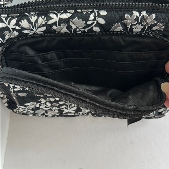 Vera Bradley Black and White Crossbody Bag with Floral Pattern - Picture 4 of 6